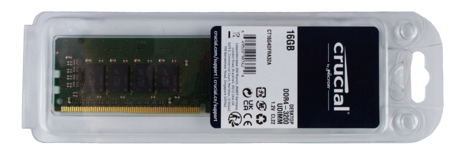 Memory RAM 1x 16GB Crucial NON-ECC UNBUFFERED DDR4 3200MHz PC4-25600 UDIMM  | CT16G4DFRA32A ESUS IT