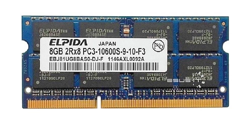 Memory RAM 1x 8GB ELPIDA SO-DIMM DDR3 1333MHz PC3-10600 | EBJ81UG8BAS0-DJ-F
