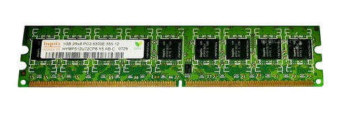 Memory RAM 1x 1GB Hynix ECC UNBUFFERED DDR2 667MHz PC2-5300 UDIMM | HYMP512U72CP8-Y5