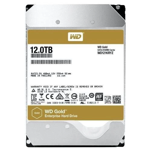 Hard Disk Drive Western Digital GOLD 3.5'' HDD 12TB 7200RPM SATA 6Gb/s 512MB | WD122KRYZ
