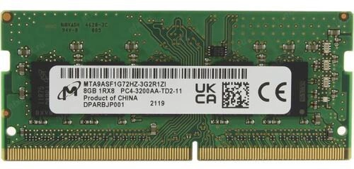 Memory RAM 1x 8GB Micron DDR4 1Rx8 3200MHz PC4-25600 SO-DIMM ECC  | MTA9ASF1G72HZ-3G2