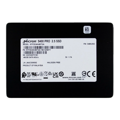 SSD disk Micron 5400 PRO 480GB 2.5'' SATA 6Gb/s TLC 3D-NAND | MTFDDAK480TGA-1BC1ZABYYR